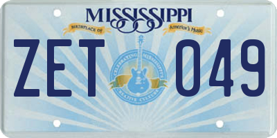 MS license plate ZET049