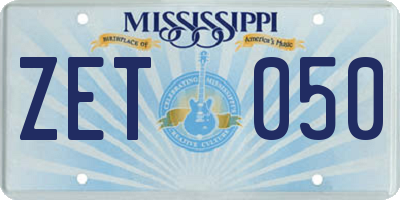 MS license plate ZET050