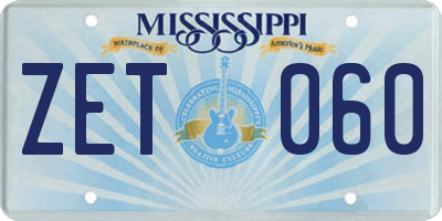 MS license plate ZET060