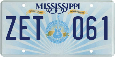 MS license plate ZET061