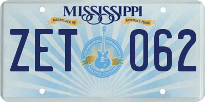 MS license plate ZET062