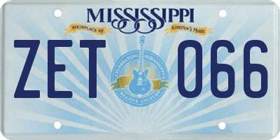 MS license plate ZET066