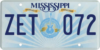 MS license plate ZET072