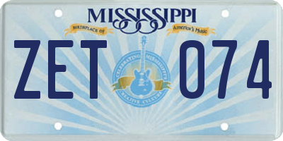 MS license plate ZET074