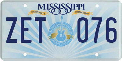 MS license plate ZET076