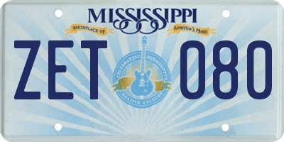 MS license plate ZET080