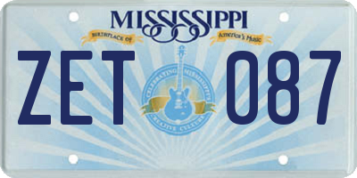 MS license plate ZET087