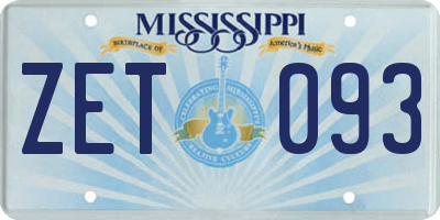 MS license plate ZET093