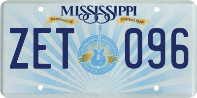 MS license plate ZET096