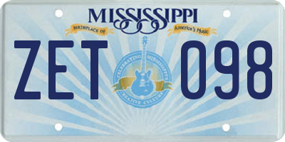 MS license plate ZET098