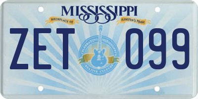 MS license plate ZET099