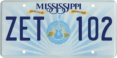 MS license plate ZET102