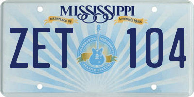 MS license plate ZET104