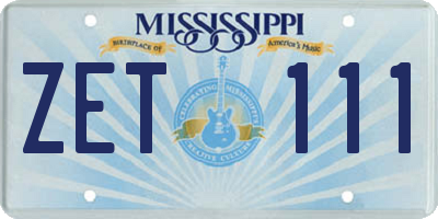 MS license plate ZET111