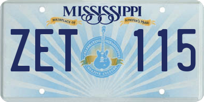 MS license plate ZET115