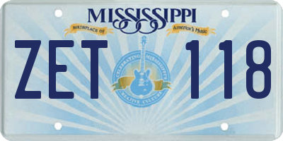 MS license plate ZET118