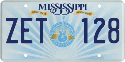 MS license plate ZET128