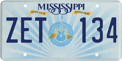 MS license plate ZET134