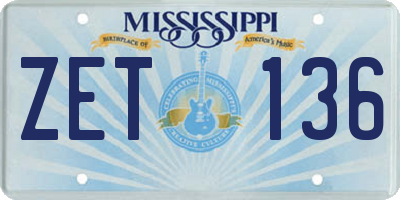 MS license plate ZET136
