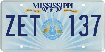 MS license plate ZET137