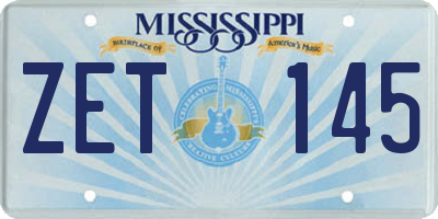 MS license plate ZET145