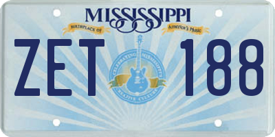MS license plate ZET188