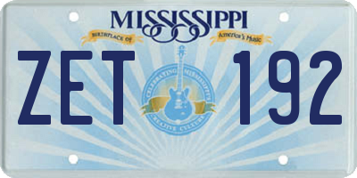 MS license plate ZET192