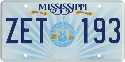MS license plate ZET193