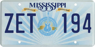 MS license plate ZET194