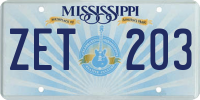 MS license plate ZET203