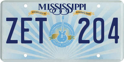MS license plate ZET204
