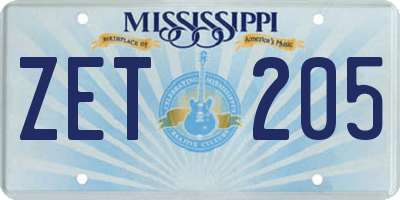 MS license plate ZET205