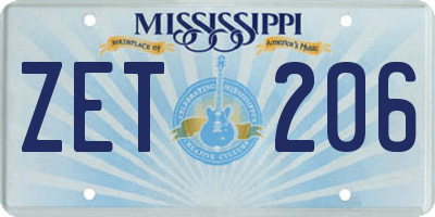 MS license plate ZET206