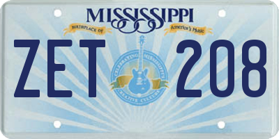 MS license plate ZET208