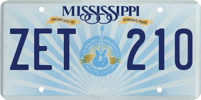 MS license plate ZET210