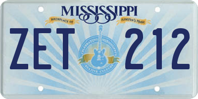 MS license plate ZET212