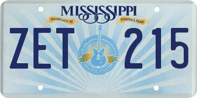 MS license plate ZET215
