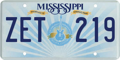 MS license plate ZET219
