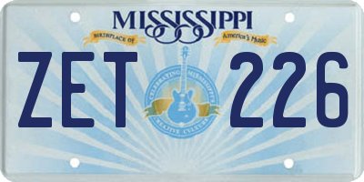 MS license plate ZET226