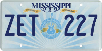 MS license plate ZET227