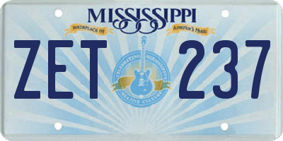 MS license plate ZET237