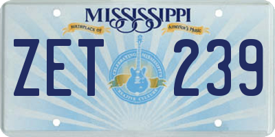MS license plate ZET239