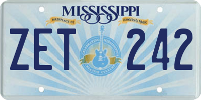 MS license plate ZET242