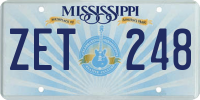 MS license plate ZET248