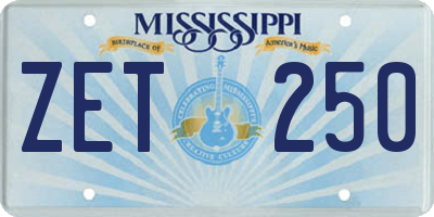 MS license plate ZET250