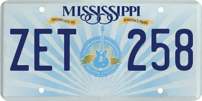 MS license plate ZET258