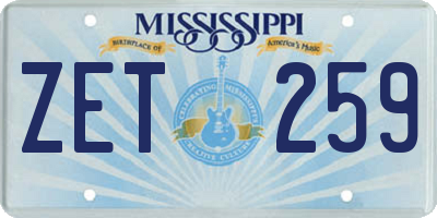 MS license plate ZET259