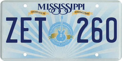 MS license plate ZET260