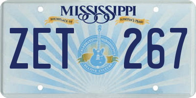 MS license plate ZET267
