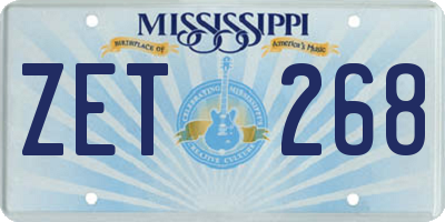 MS license plate ZET268